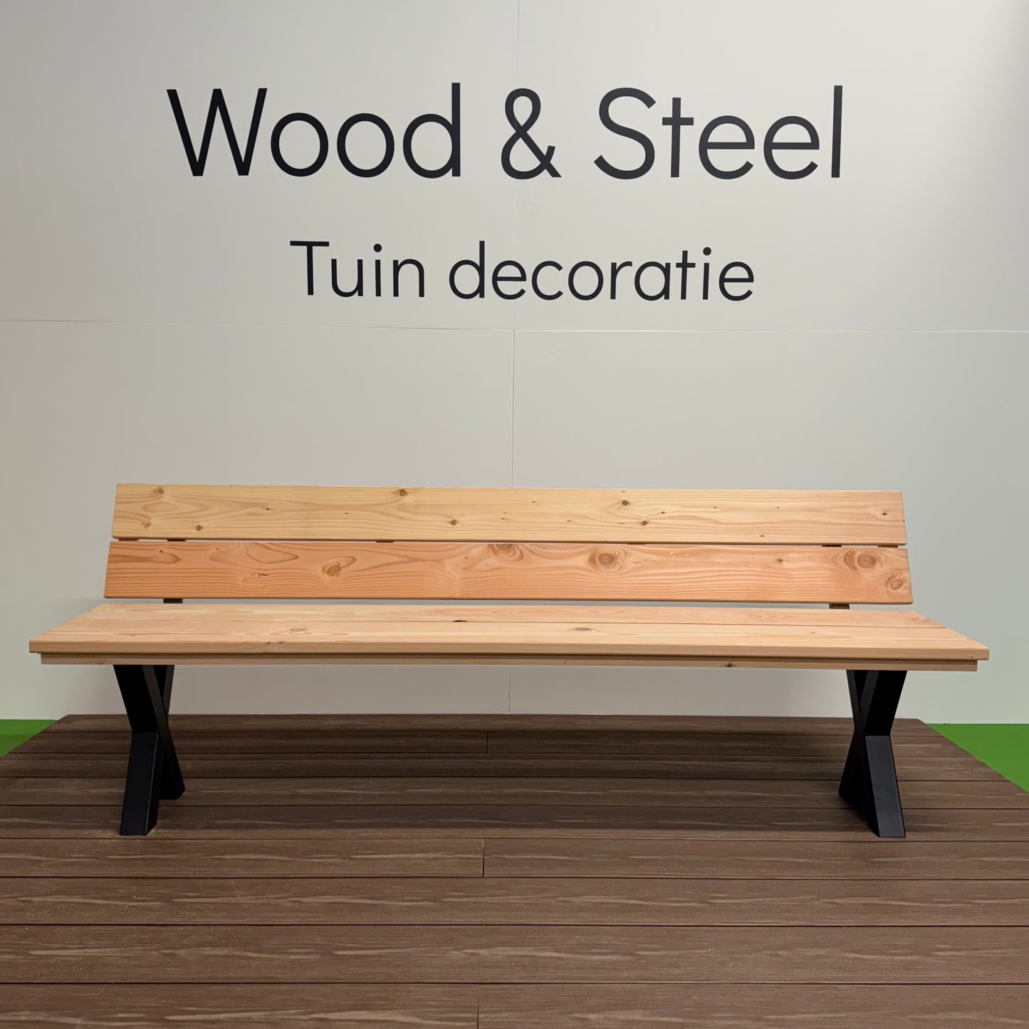 Tuinbank X-poot met leuning