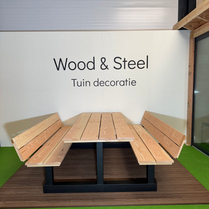 Picknicktafel T-poot standaard blad met rugleuning
