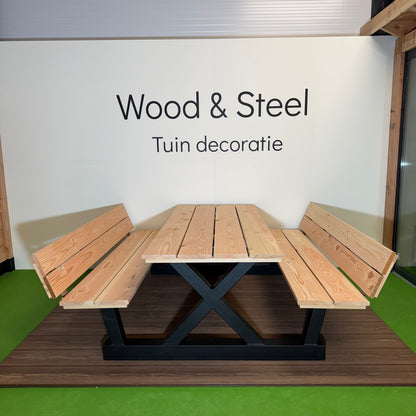 Picknicktafel X-poot standaard blad met rugleuning