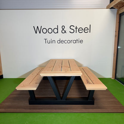 Picknicktafel V-poot luxe blad