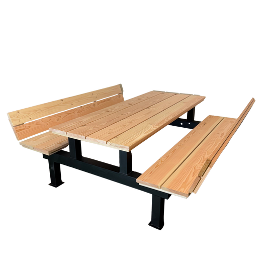 Picknicktafel H-poot standaard blad met rugleuning