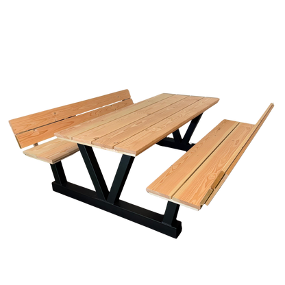 Picknicktafel V-poot standaard blad met rugleuning