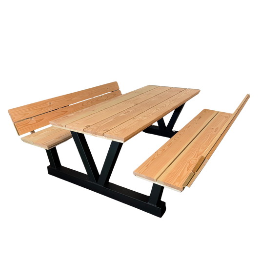 Picknicktafel V-poot standaard blad met rugleuning