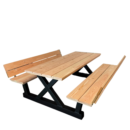 Picknicktafel X-poot standaard blad met rugleuning